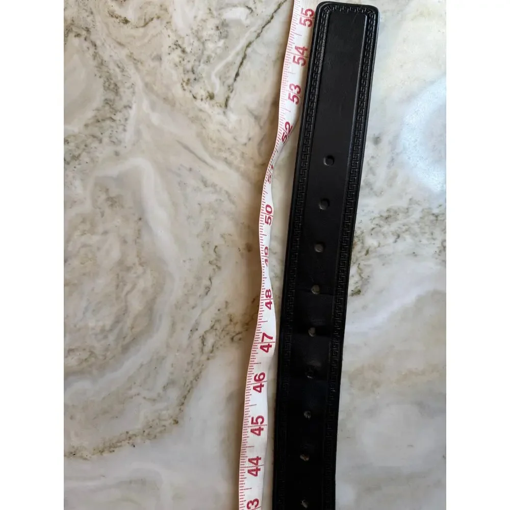 GP & Max Italian Leather Vera Pelle Wide Leather Statement Belt Black 130